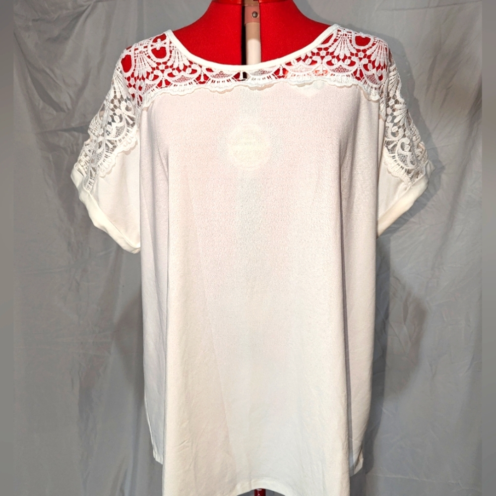 White lace shoulder top